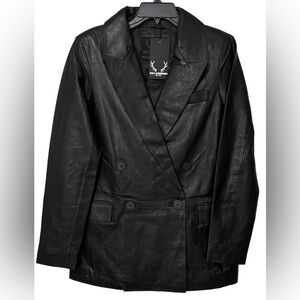 Bod & Christensen NWT Black Double Breasted Leather Blazer